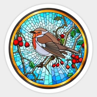 Robin In Glass Sticker